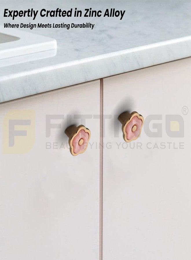 Fittingo Flower Design Knobs for Drawer/Door Knob/Drawer Handle/Decorative Knobs and Pulls Drawer Knob/Zinc Alloy (PVD Rose Gold) Pack of 6 - Image 4